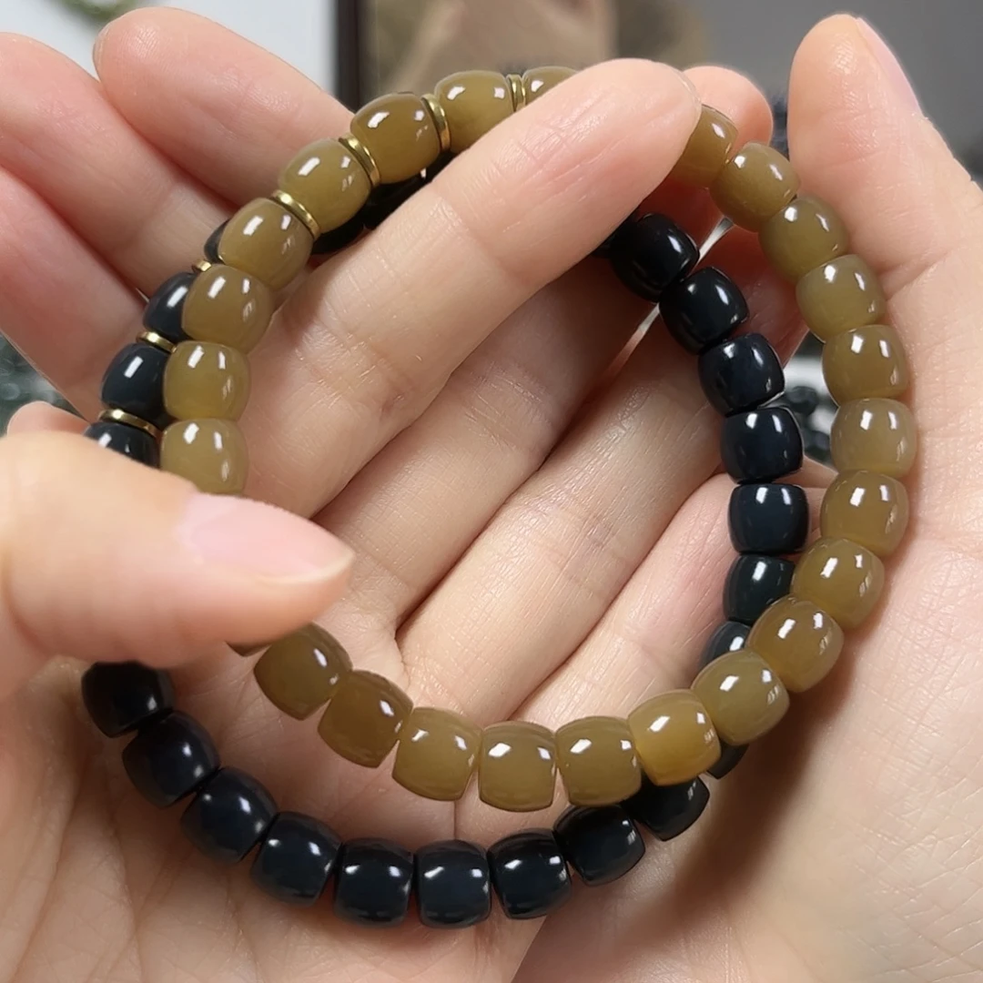 和田玉未镶嵌手串卡8直切珠宝级货头