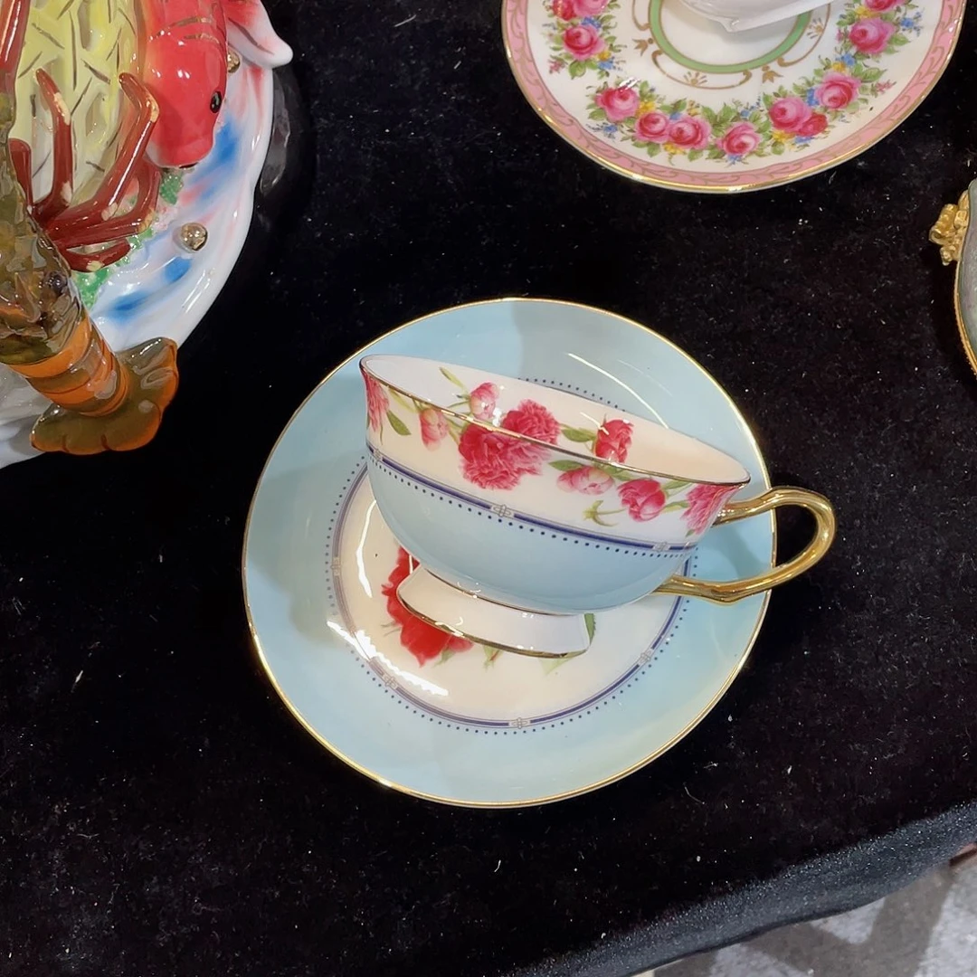 摆件蓝色咖啡杯碟