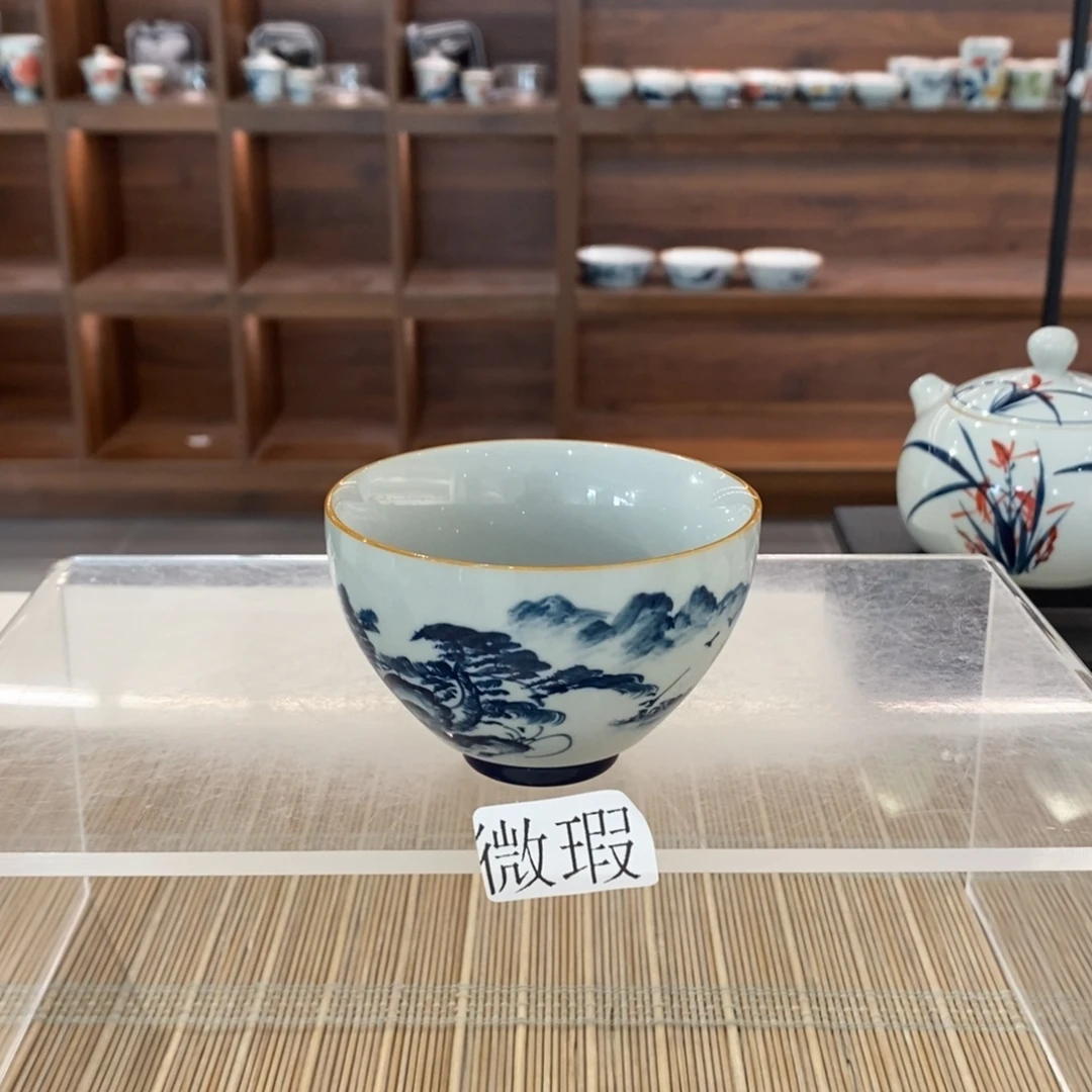 釉下手绘茶具微瑕手工绘制