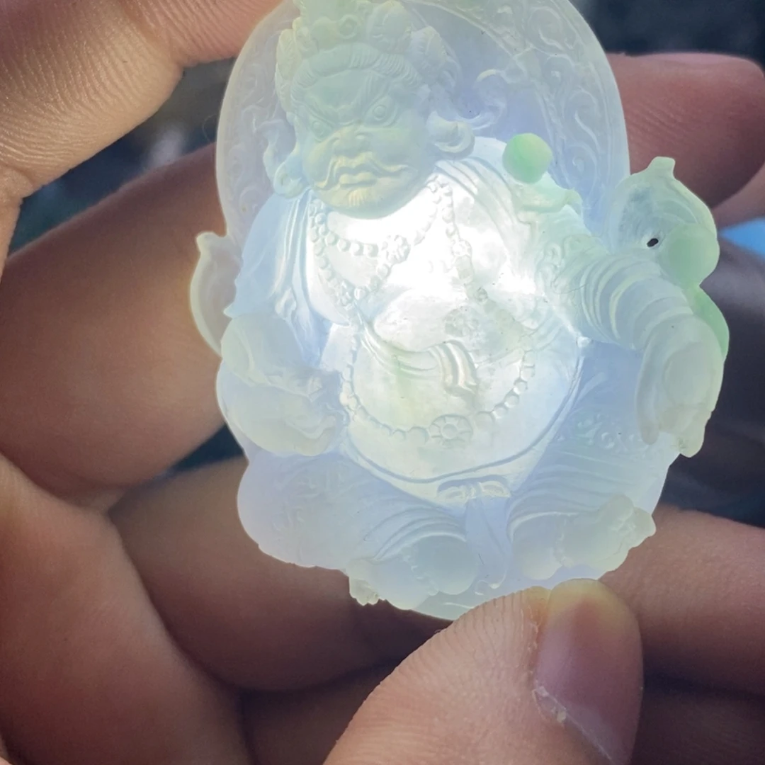 定制翡翠未镶嵌天然翡翠A货春带彩黄财神
