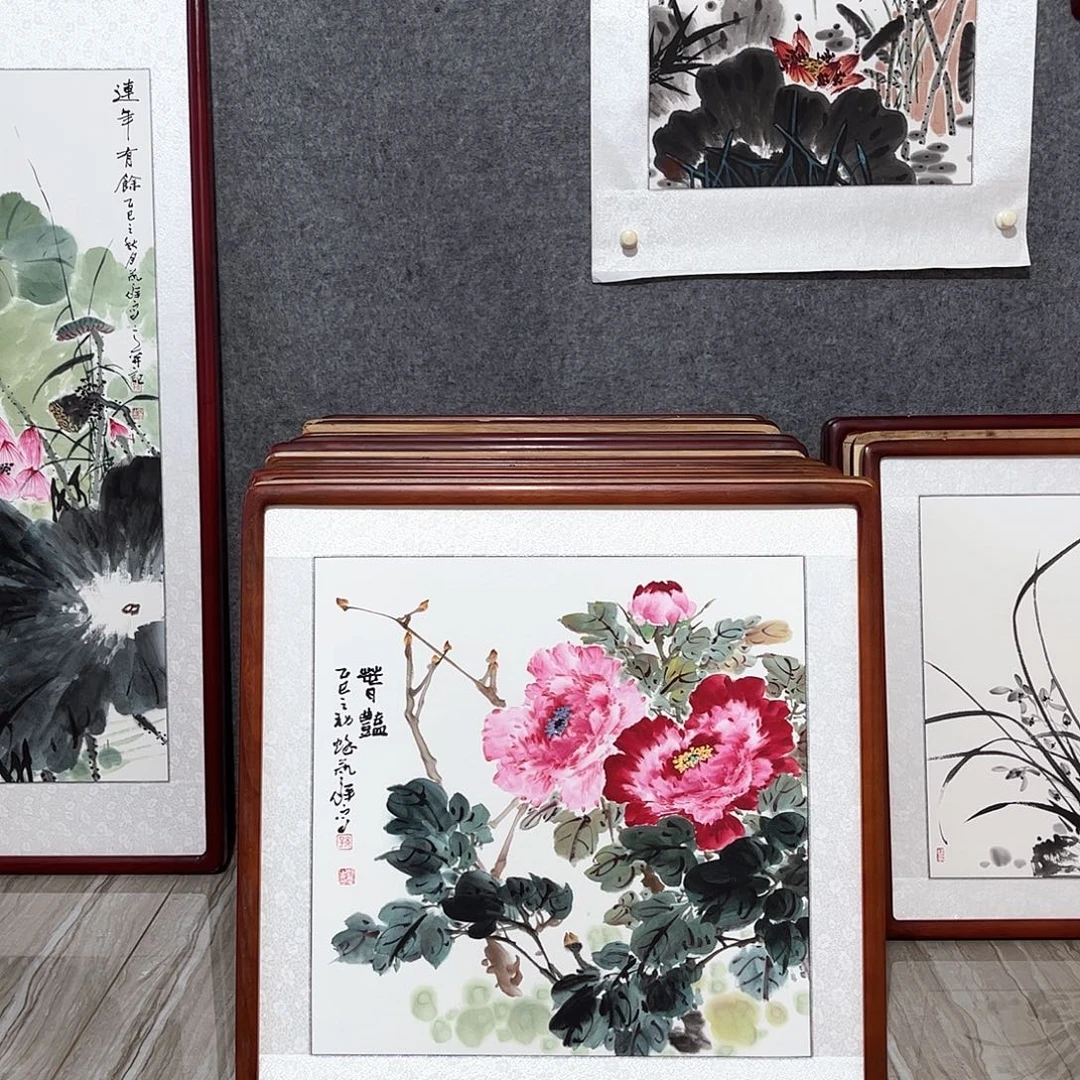 国画书画作品带框63×63