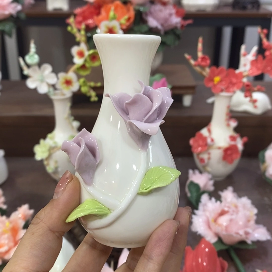 摆件陶瓷手工花摆件