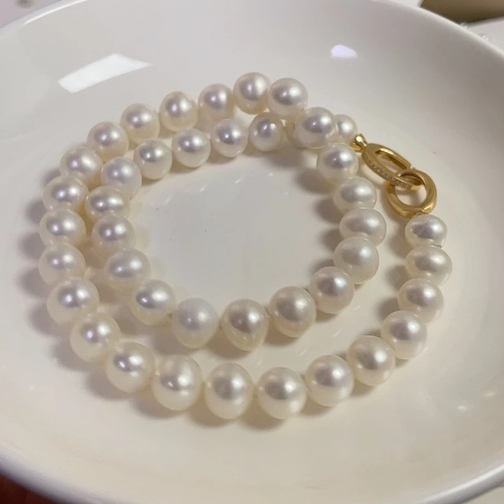 项链银S925镶嵌淡水珍珠