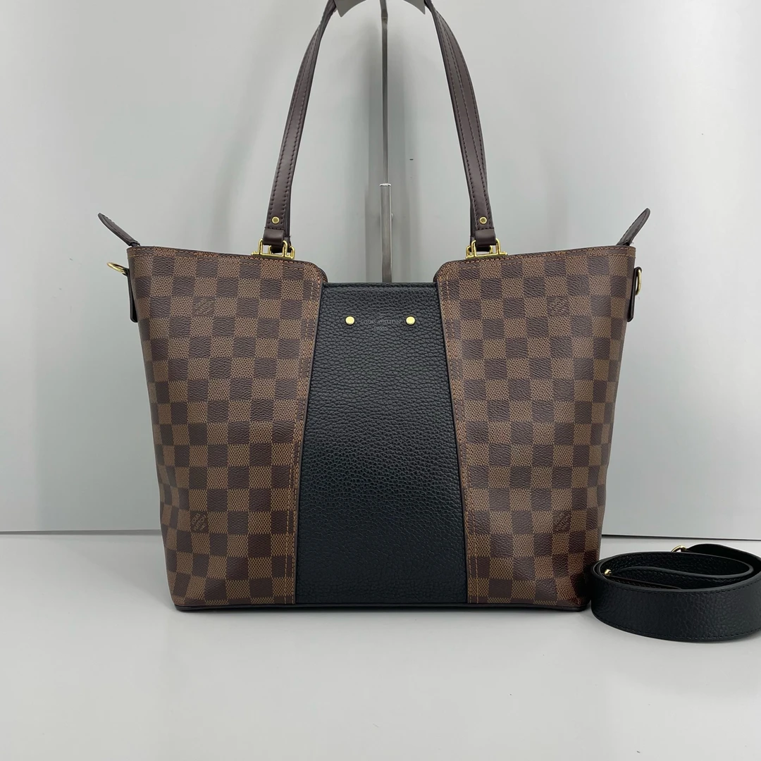 95新 LouisVuitton/路易威登 优选/Jersey黑拼棋盘格托特包/32×26