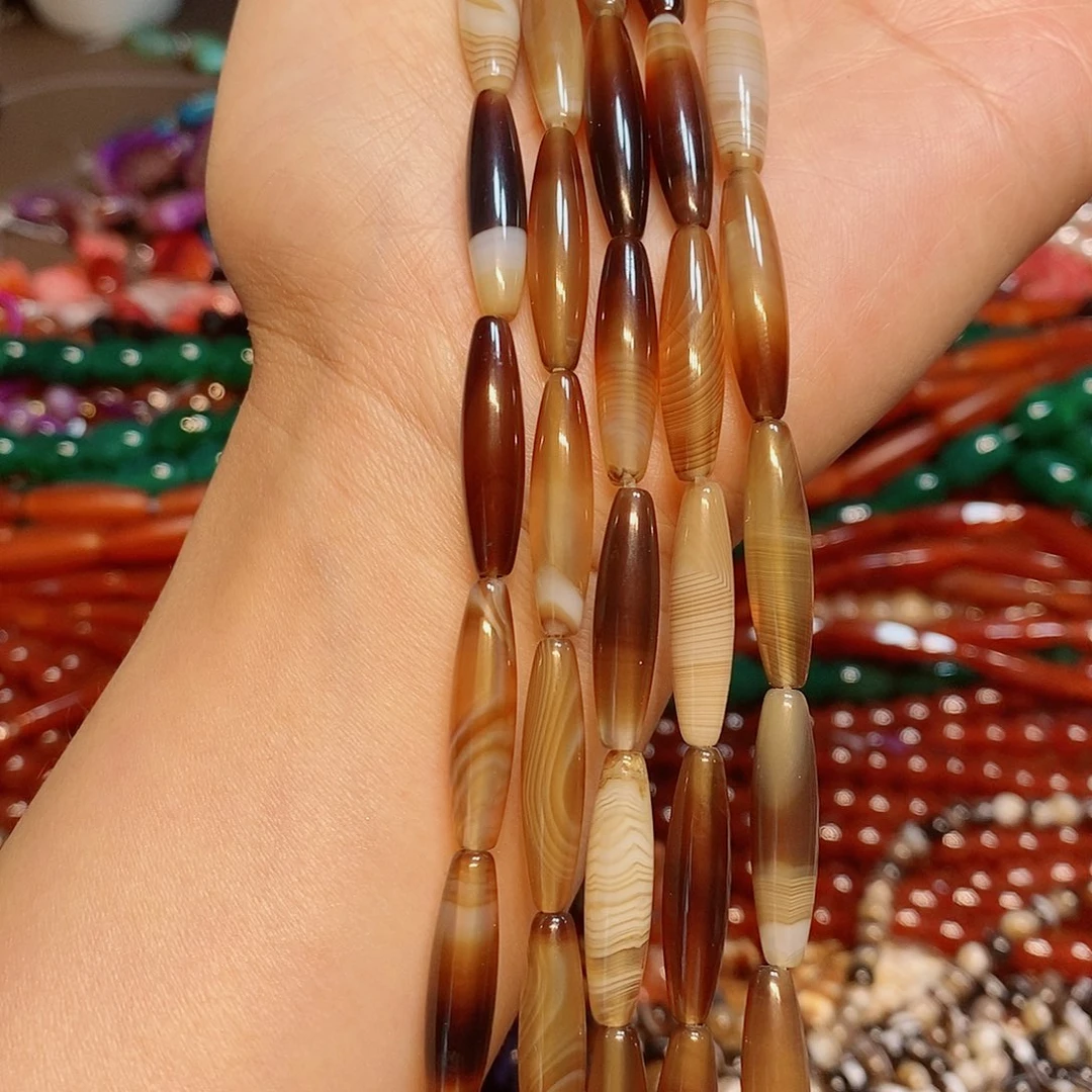 玛瑙/玉髓散珠6✖️26mm一条美拉德玛瑙勒子