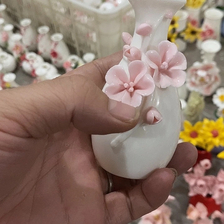 瓷片纯手工陶瓷花摆件瑕