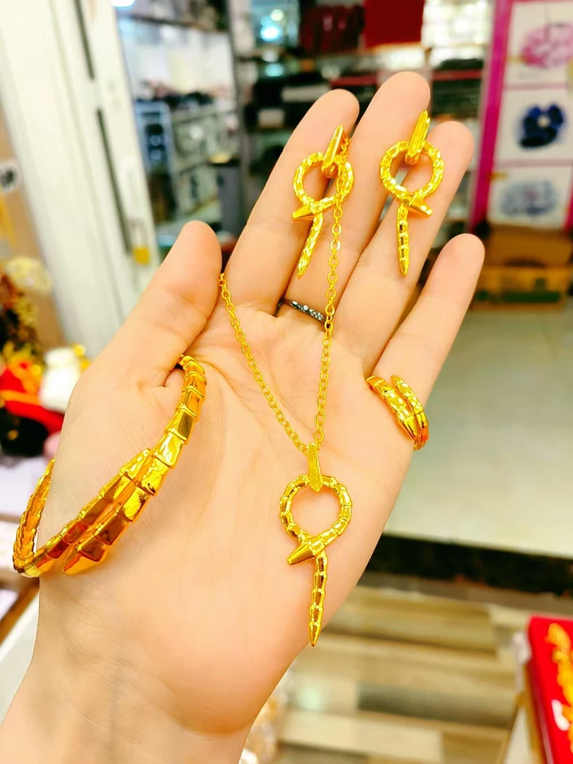 铁合金吊坠 生肖灵蛇首饰女蛇骨蛇形本命蛇年镯子戒指项链耳坠