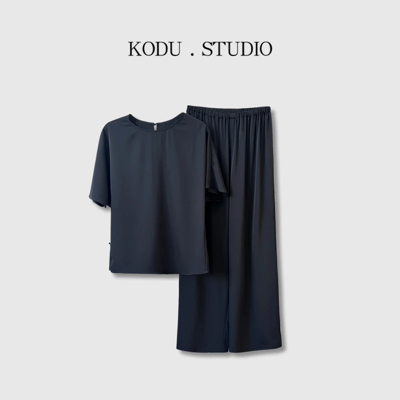 【刻度KODU】02-4321夏季极简高阶小圆领设计感松紧腰套装