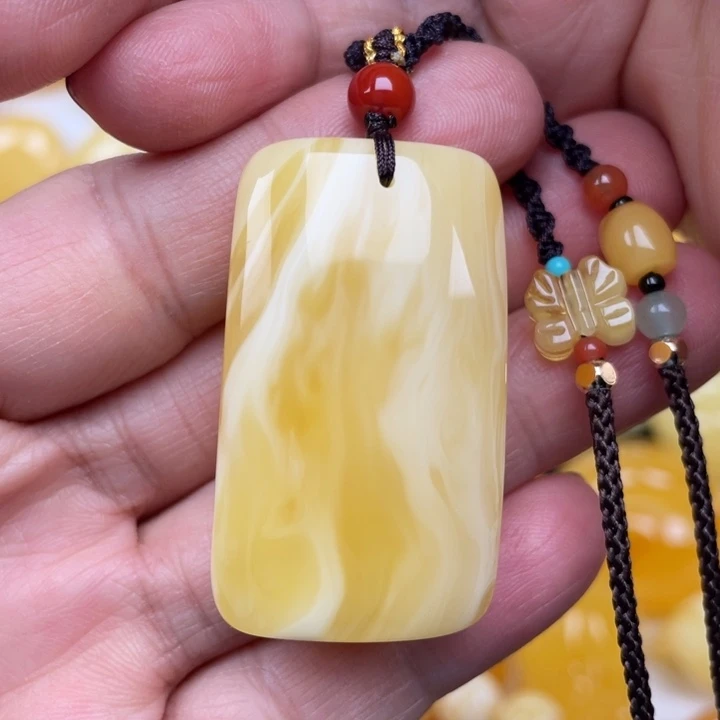 裸石蜜蜡未镶嵌蜜蜡平安无事牌吊坠
