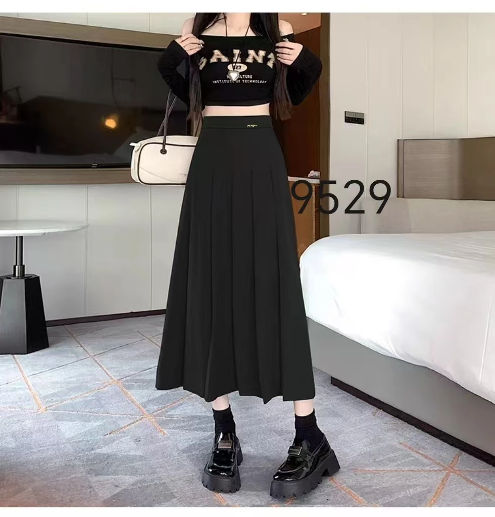 萧萧 显瘦气质高腰时尚百搭黑色春夏季半身长裙休闲裙春季