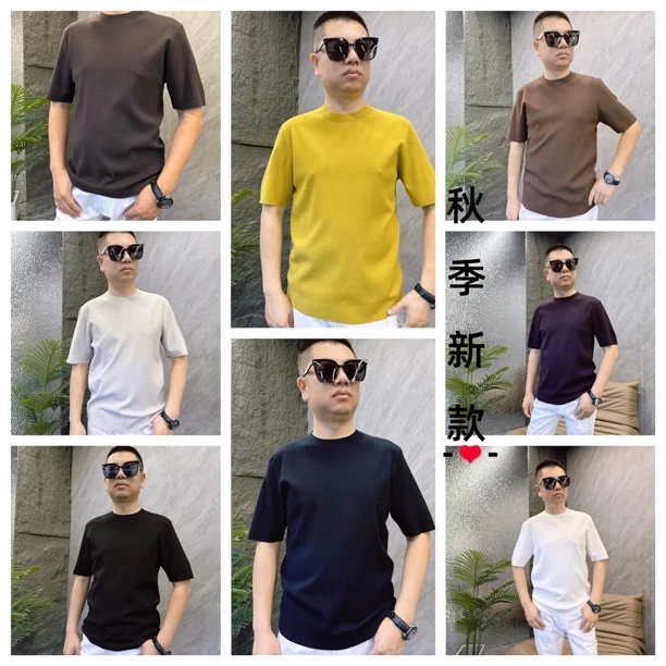25年秋季男士净版毛织T恤纯色简约半袖66369