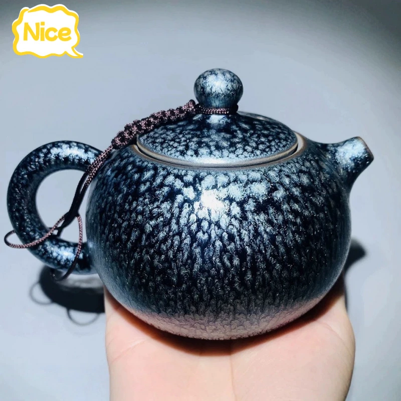 【专柜正品】建阳建盏茶杯百花短嘴西施壶大石瓢各种壶型建盏壶铁胎