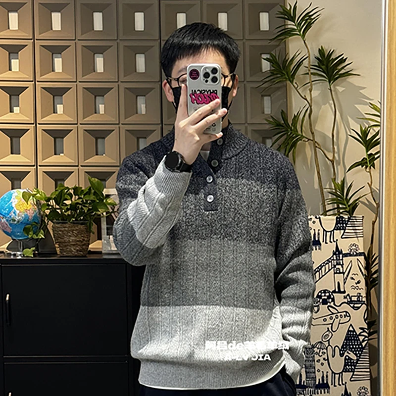 阿吕|全毛系列-半开纽扣四色宽条款全身花式针法厚款羊毛衫
