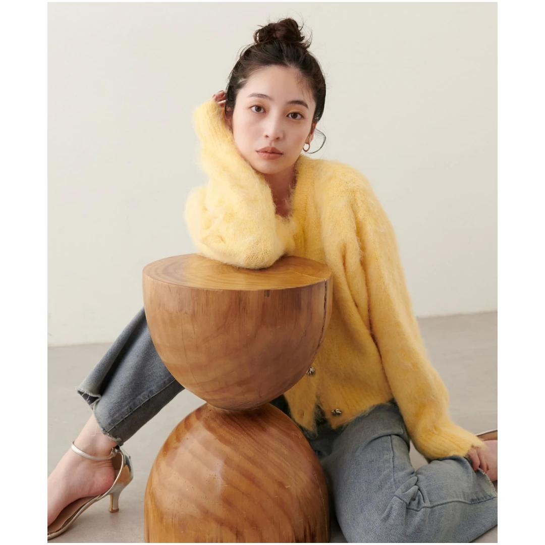 【Yumiko】N 气质时尚名媛柔软毛绒百搭宽松针织开衫