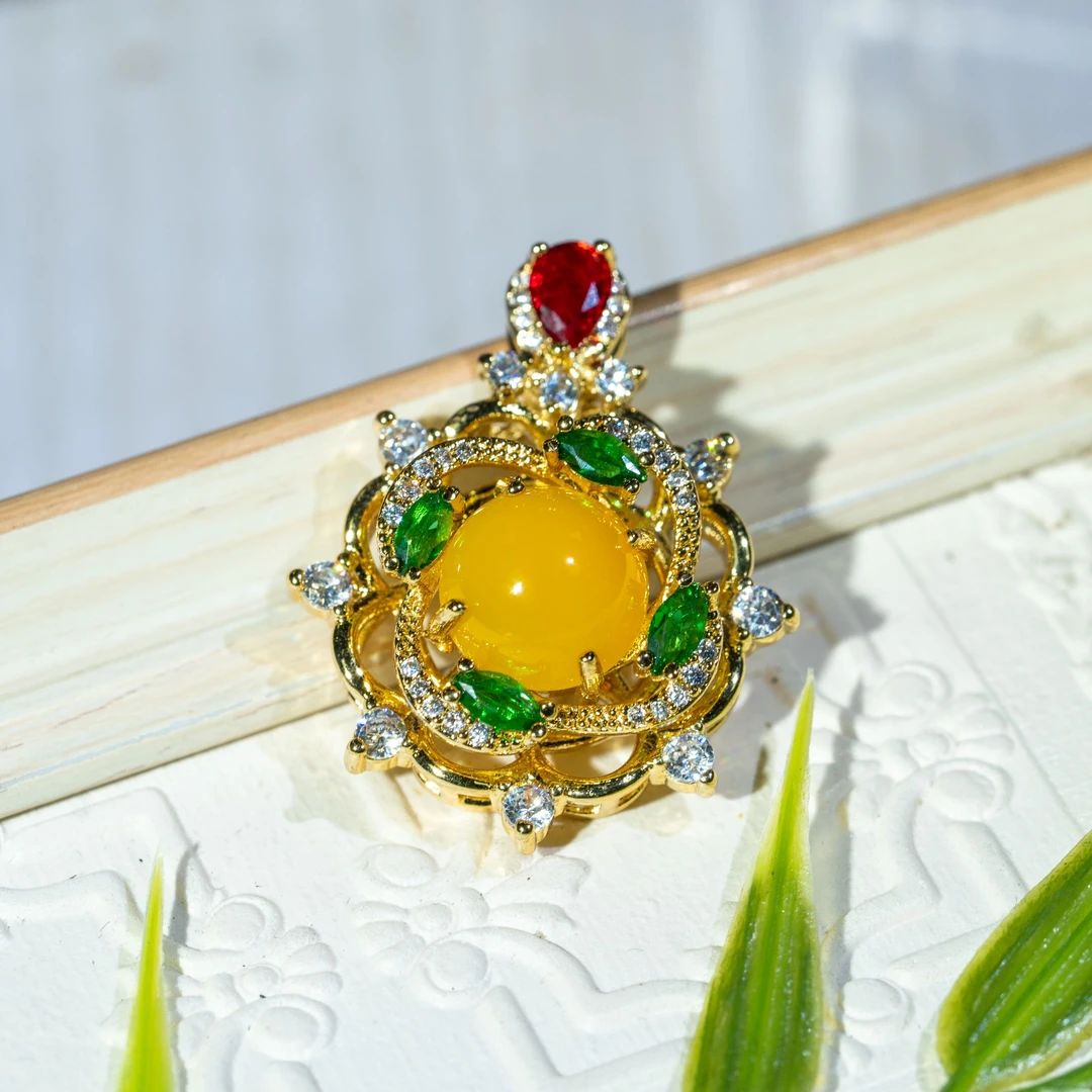 【巴基斯坦】50403-CXWCP1玛瑙豪镶大气女款时来运转吊坠