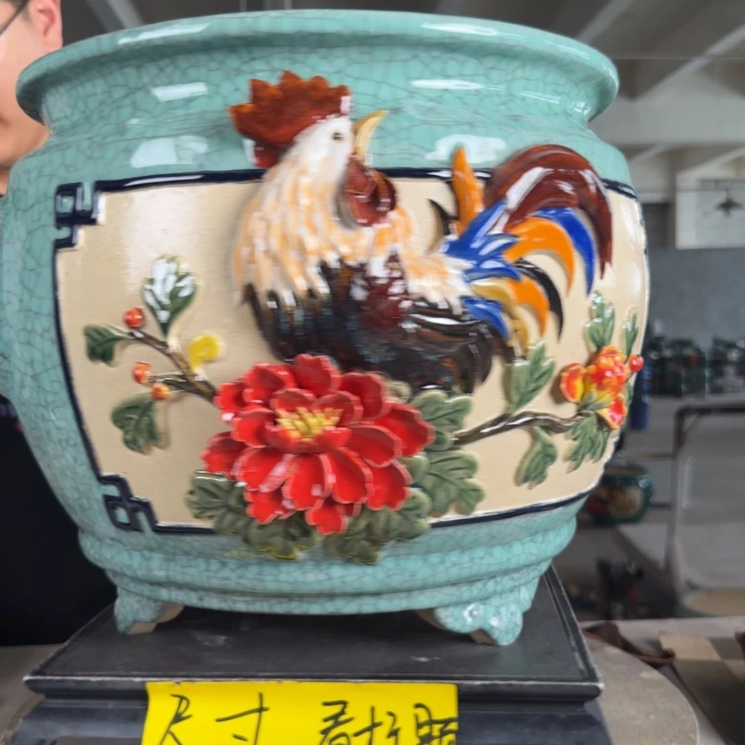 。一风堂石湾花盆 盆口收缩 拼接缝隙 气孔 内32*28