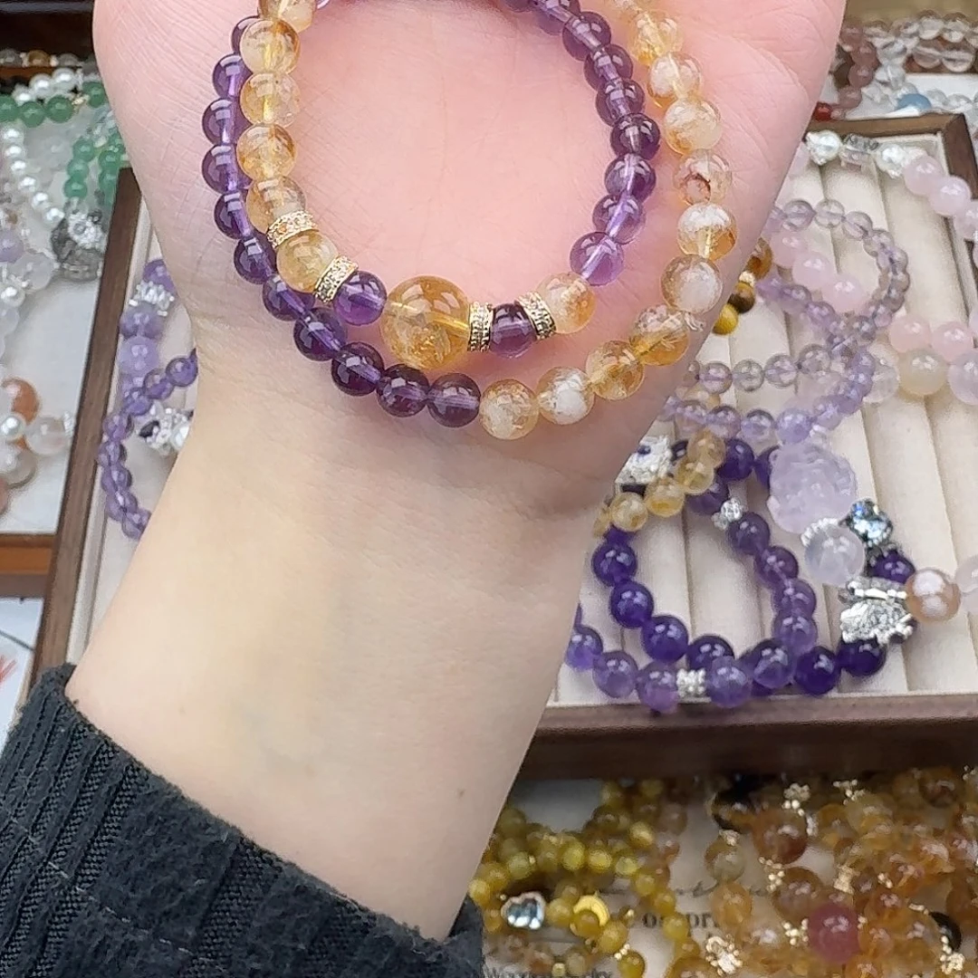 烟晶手链银S925镶嵌好