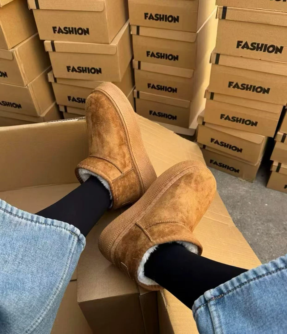 小土豆雪地靴女款2025新款冬季爆款加绒加厚保暖防滑皮毛一体棉鞋