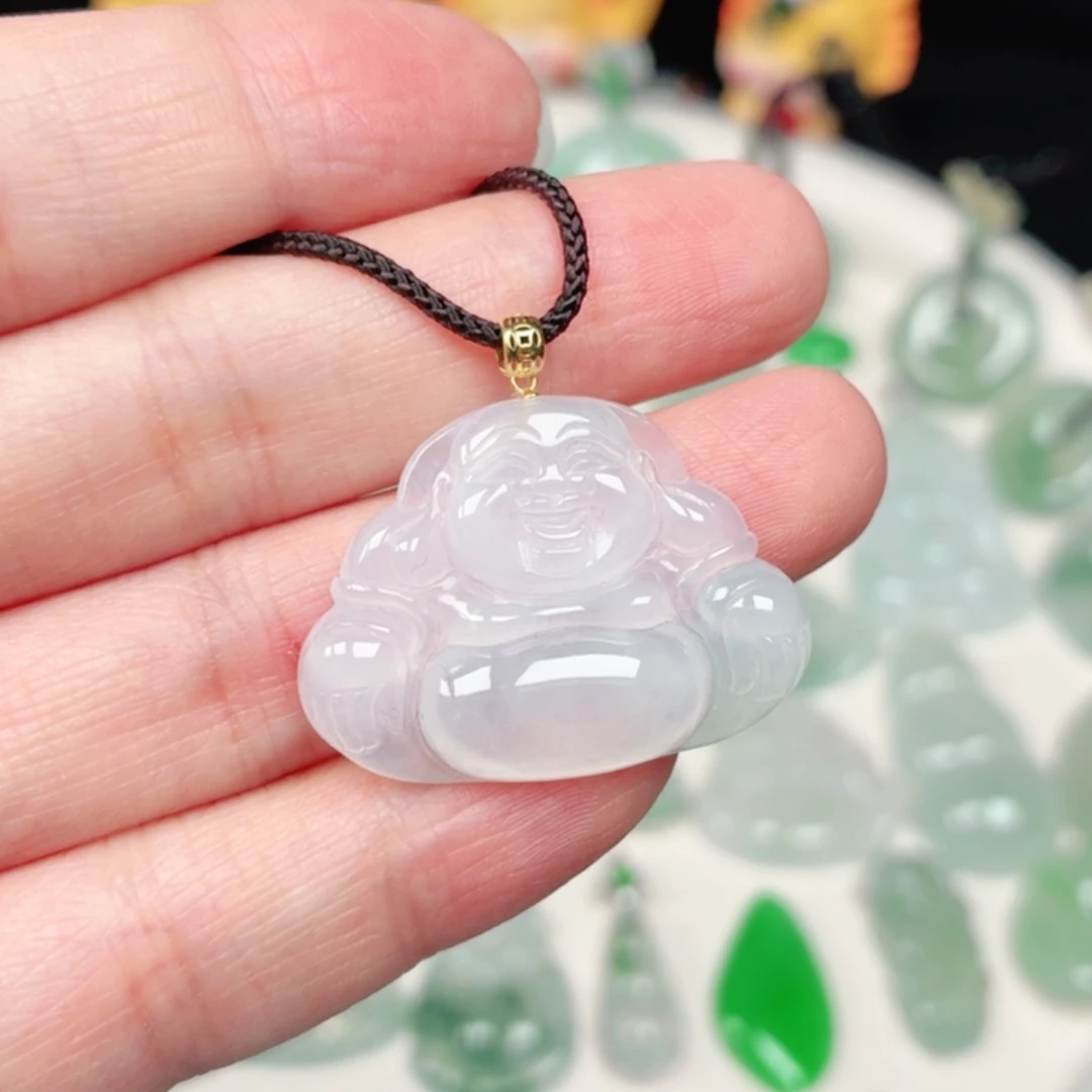 颈饰18K金镶嵌翡翠缅甸天然A货翡翠