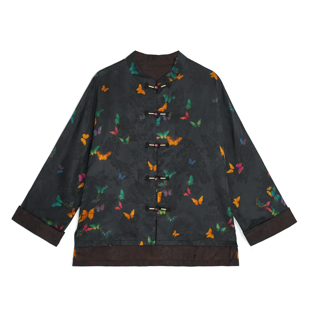 反季专场香云纱国风双面穿气质提花缎百搭香云纱外套RB122502