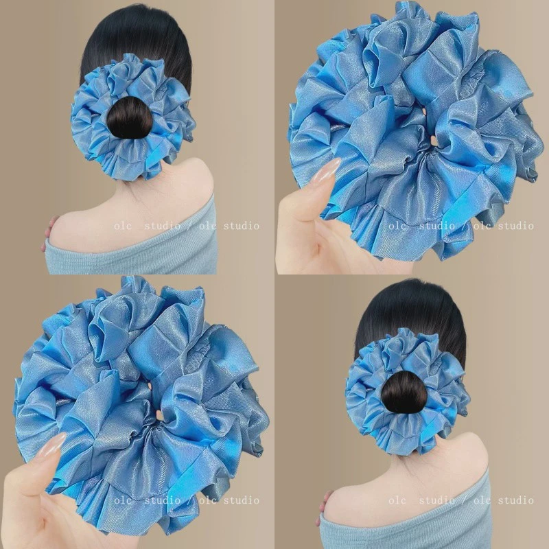 克莱因蓝~mona同款法式氛围感花朵发圈女ins风网红大肠旅行发圈