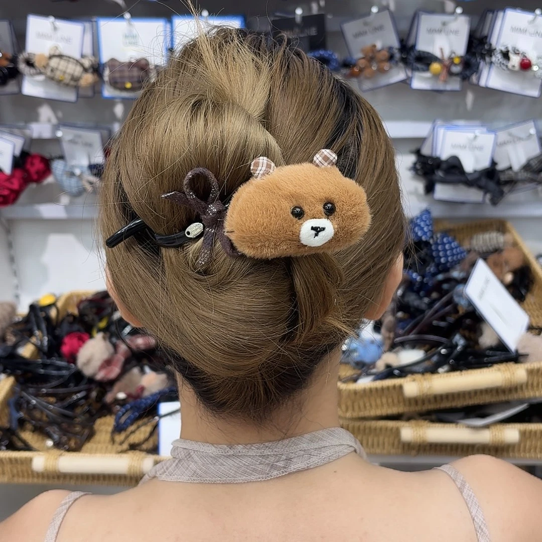 布艺铁合金编号86咖色小熊扭扭夹