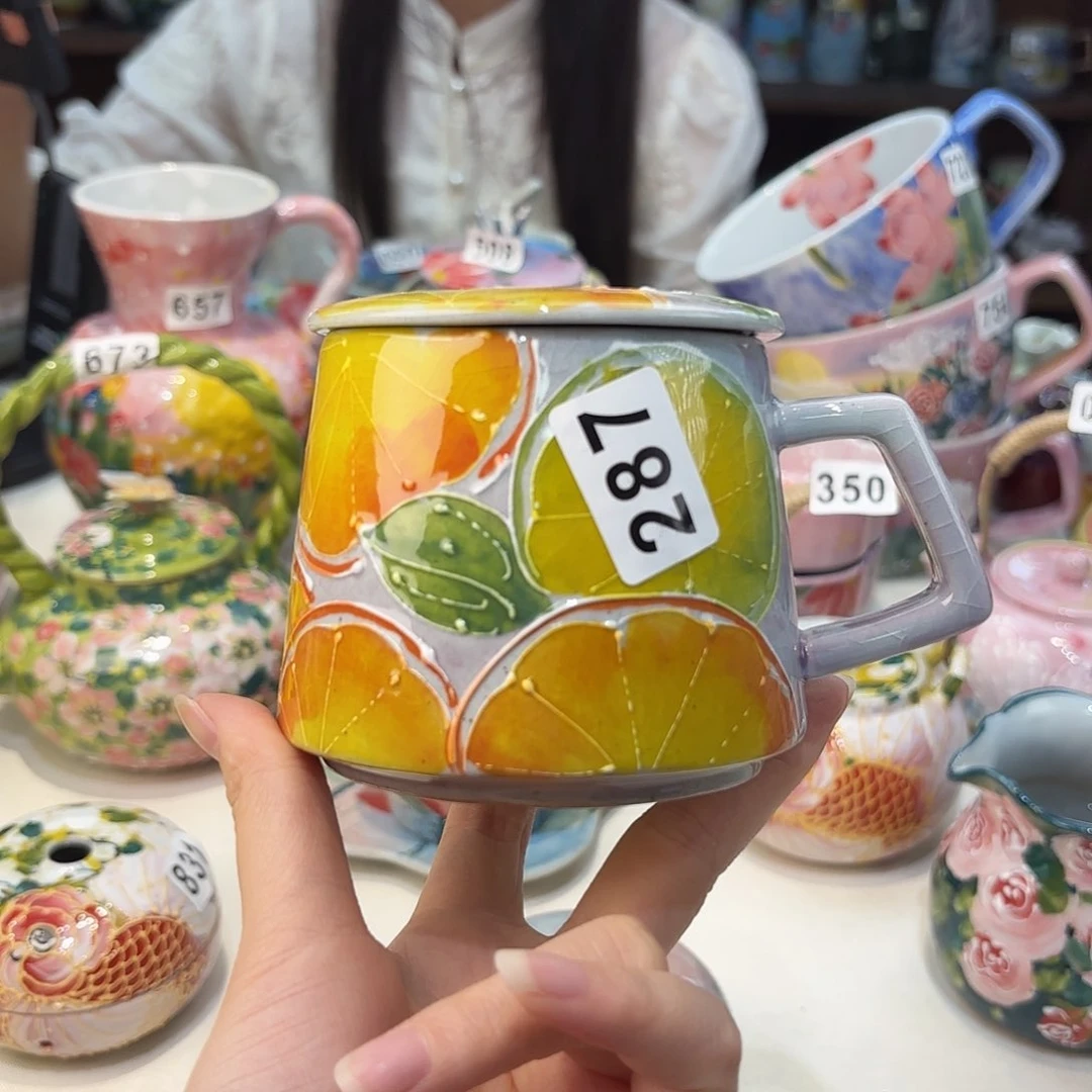 瓷片景德镇手绘高温釉下彩陶瓷茶具