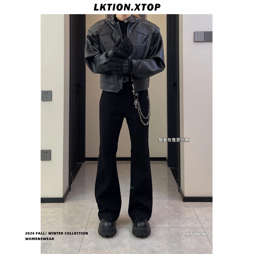 LK正品 美式复古潮巴家经典款直筒休闲微喇小众弹力牛仔长裤