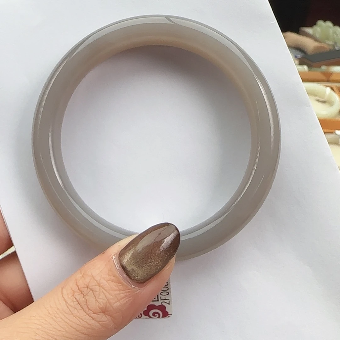 和田玉未镶嵌手镯浪漫香芋紫正圈60 大圈捡漏