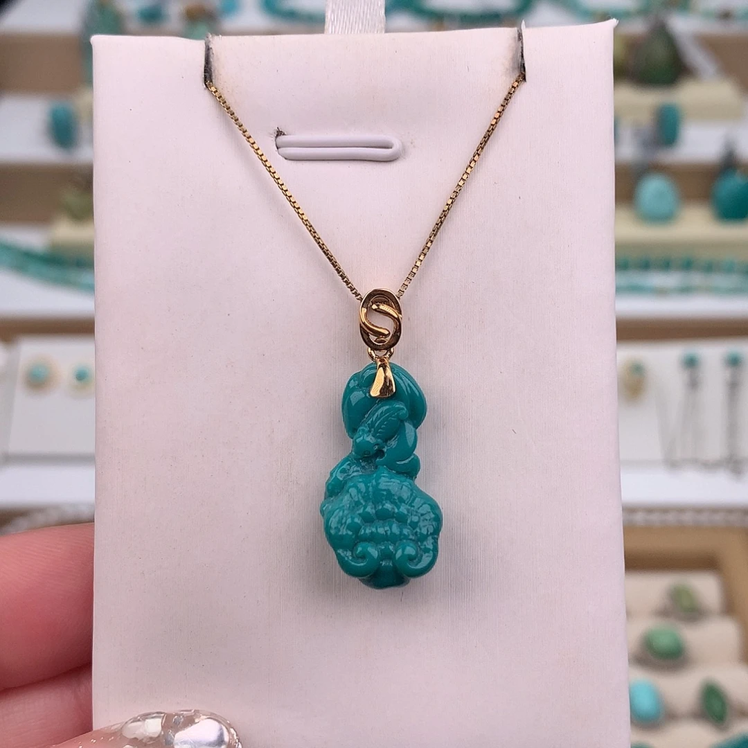 绿松石18K金镶嵌吊坠(不含链)