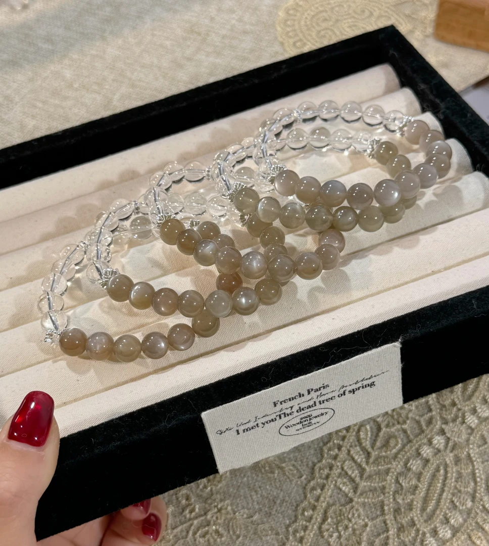 A32《清冷银月》白水晶月光手串