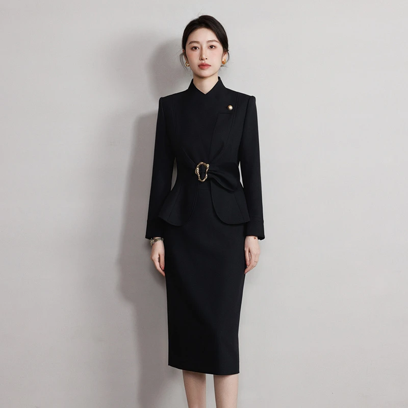 钟老板 黑色御姐气质高级感西装外套女秋冬新款时尚显瘦西服套装