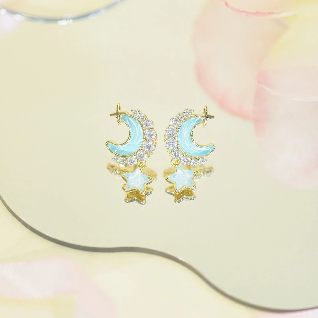 XUPING/旭平首饰 合金合成锆石耳饰 欧若风星月款 GDM X000932260