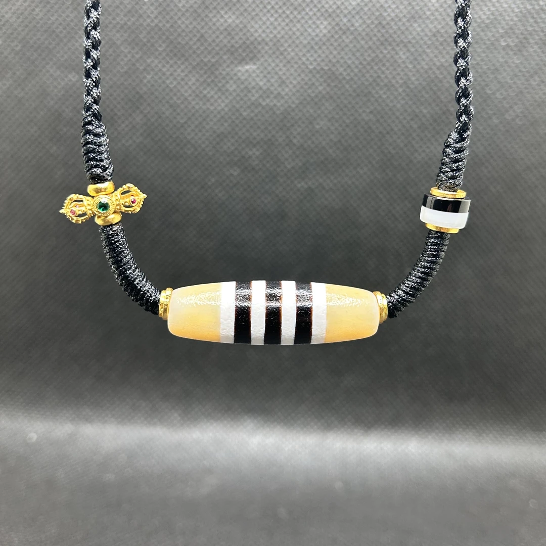 台珠手工珠天缘七线药师条纹玛瑙设计款锁骨链项链12×38mm左右