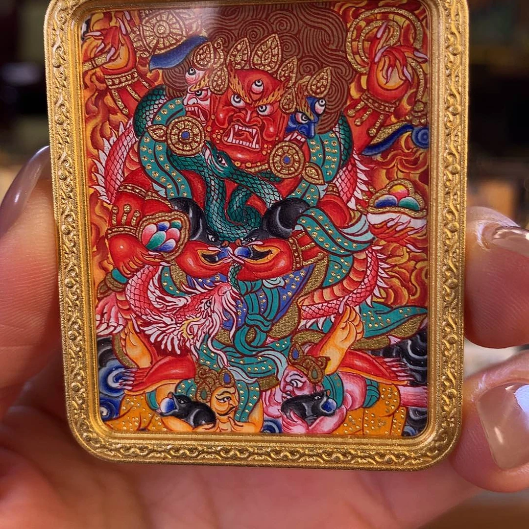 李***炎吊坠热贡纯手绘唐卡红财