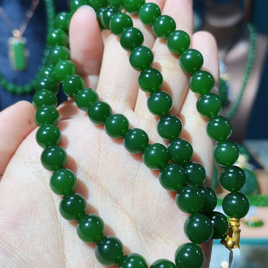 和田玉（碧玉）18K金镶嵌颈饰