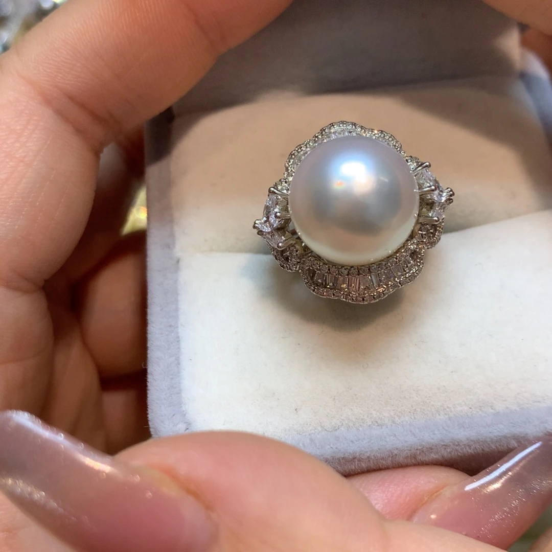 海水珍珠戒指银S925镶嵌