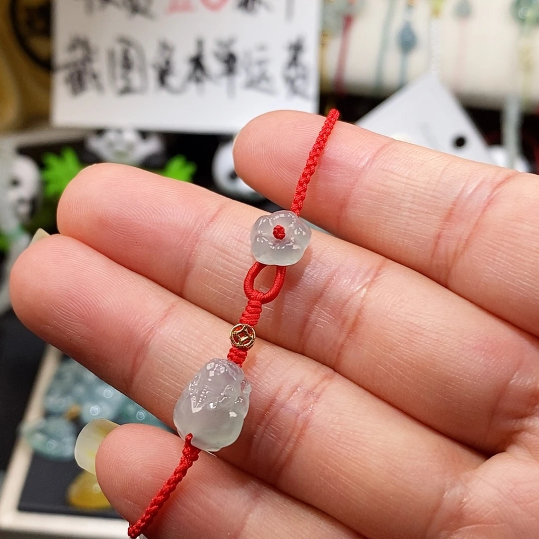 翡翠未镶嵌颈饰冰种红绳15