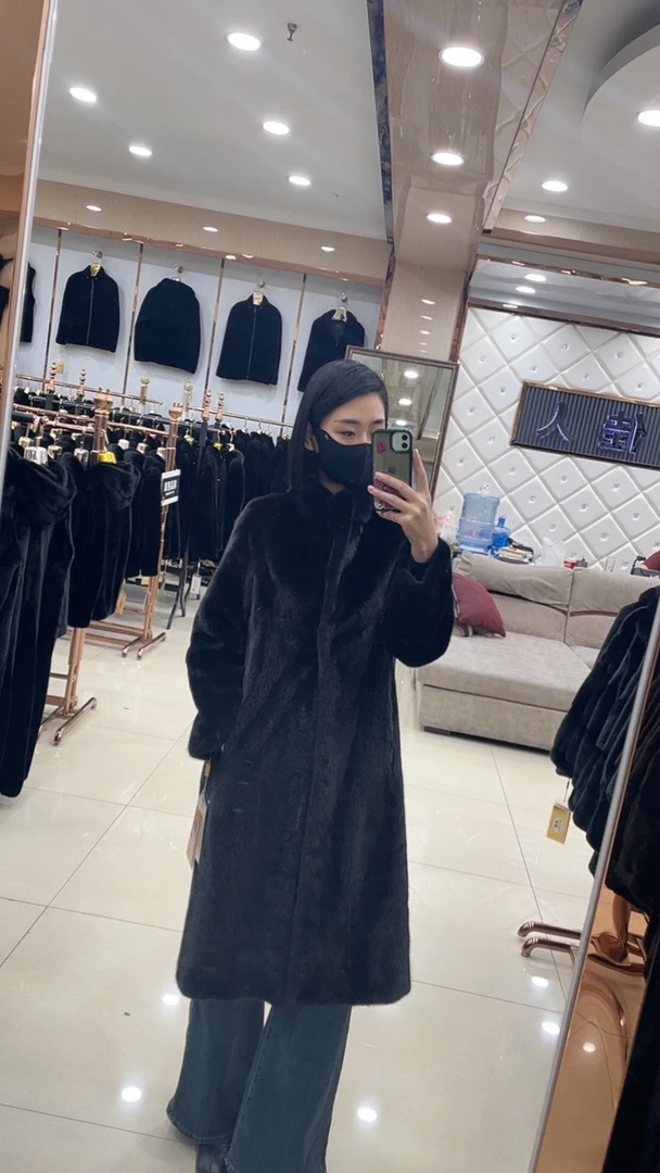 黑色110长立领简单款外套