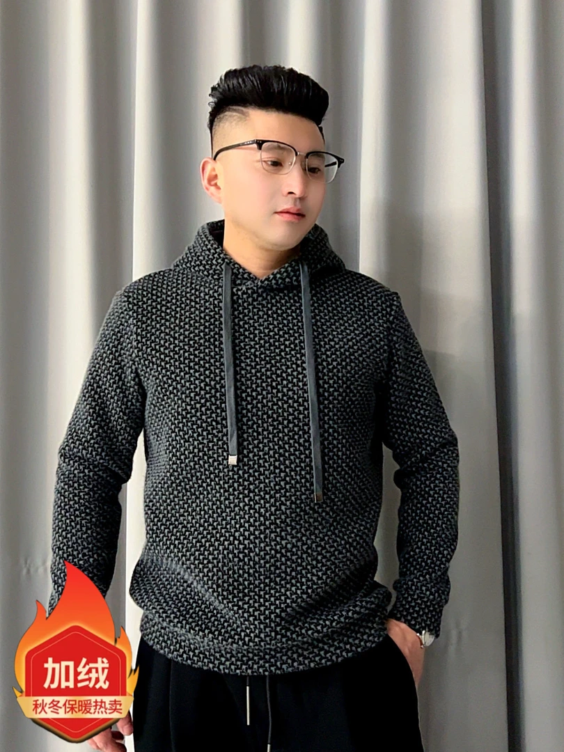 男装新款加厚加绒带帽新款款品质百搭气质潮流长袖韩版休闲S1302