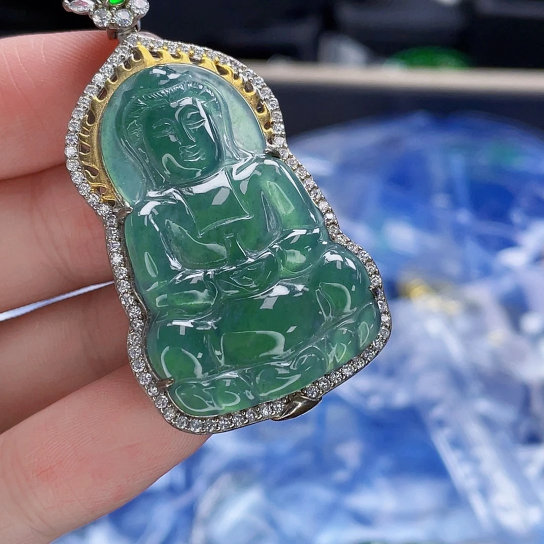 翡翠银S925镶嵌吊坠(不含链)