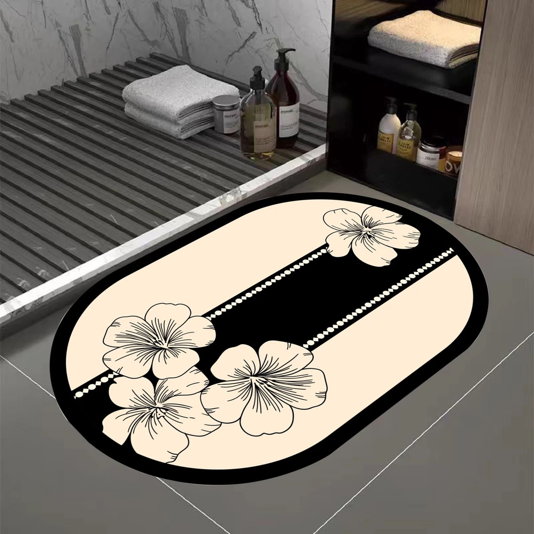 极简轻奢纳帕皮浴室地垫吸水防滑脚垫pvc一擦净浴室吸水垫速干