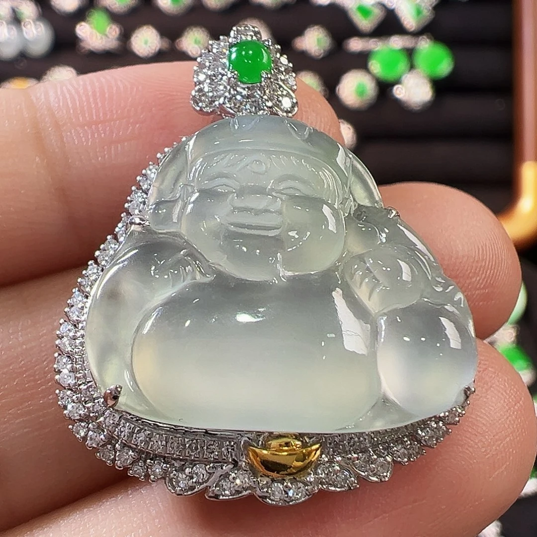 吊坠(不含链)18K金镶嵌翡翠