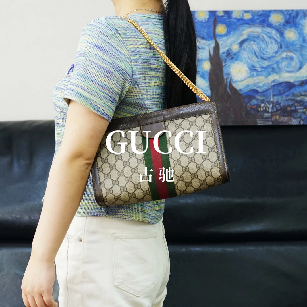 95新 GUCCI/古驰 老花单肩链条包/FYWJ02920026/0026