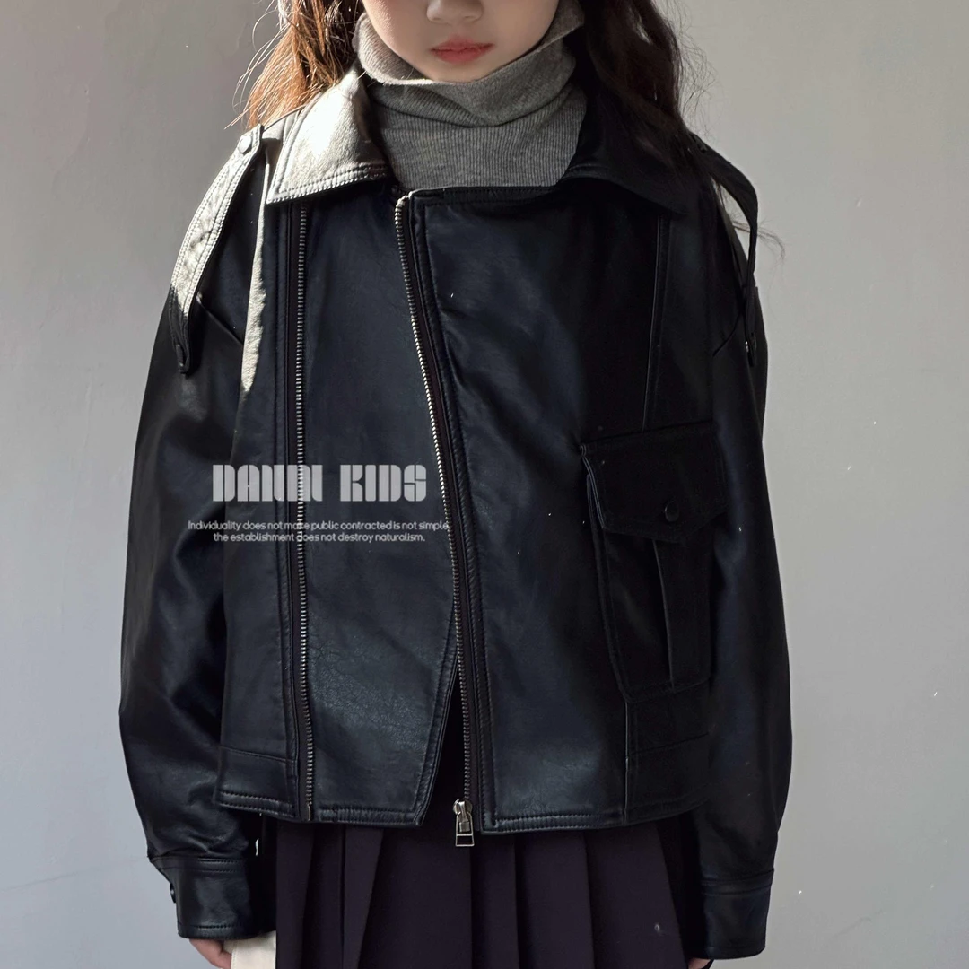 【嗒囜】男女童帅气机车短款秋冬夹克时髦童装衣服洋气时尚百搭外套