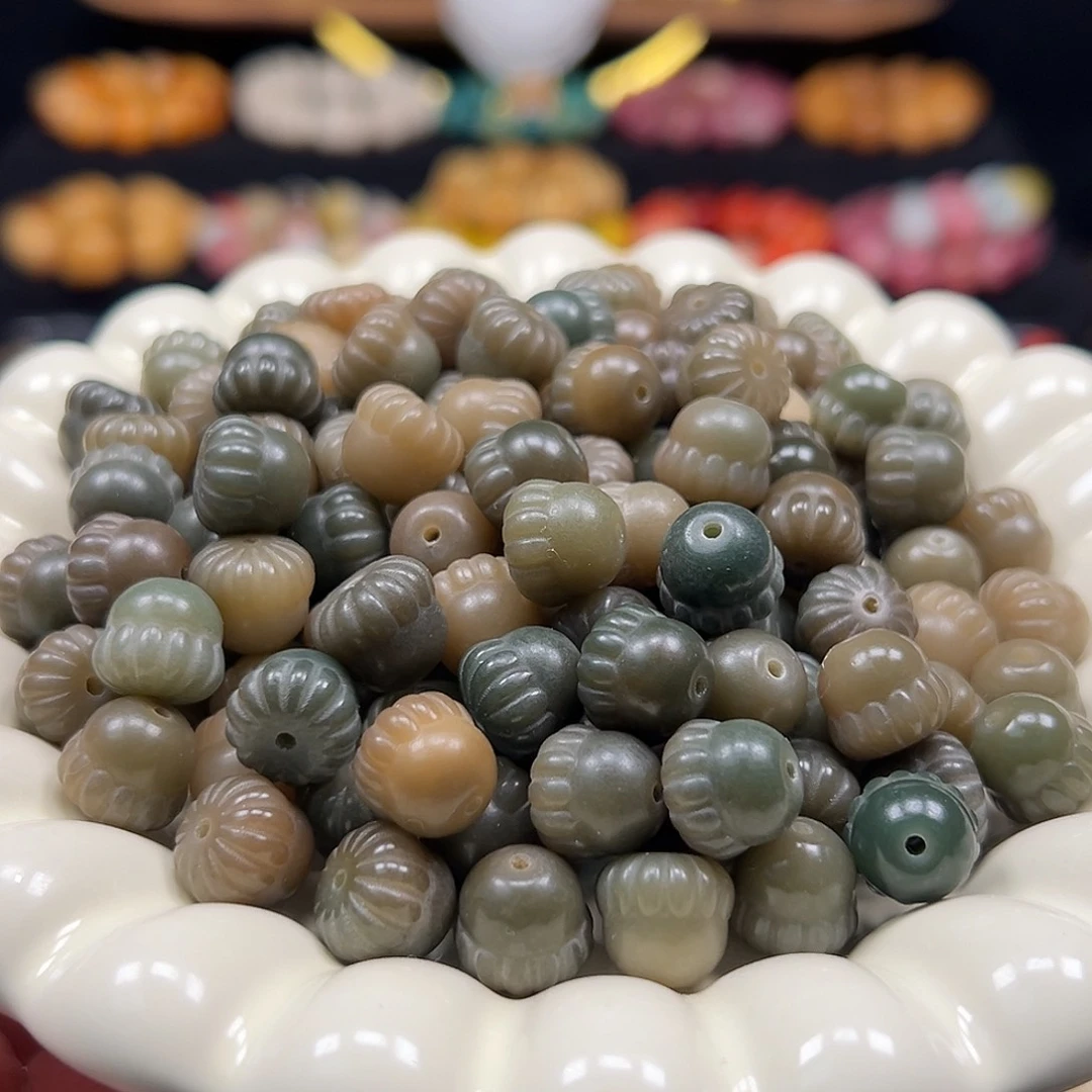 菩提根/象牙果手串卡12绿色松果40颗