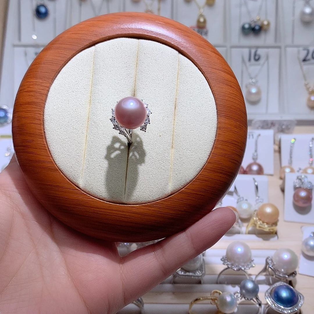 银S925镶嵌戒指淡水珍珠CC12.8mm