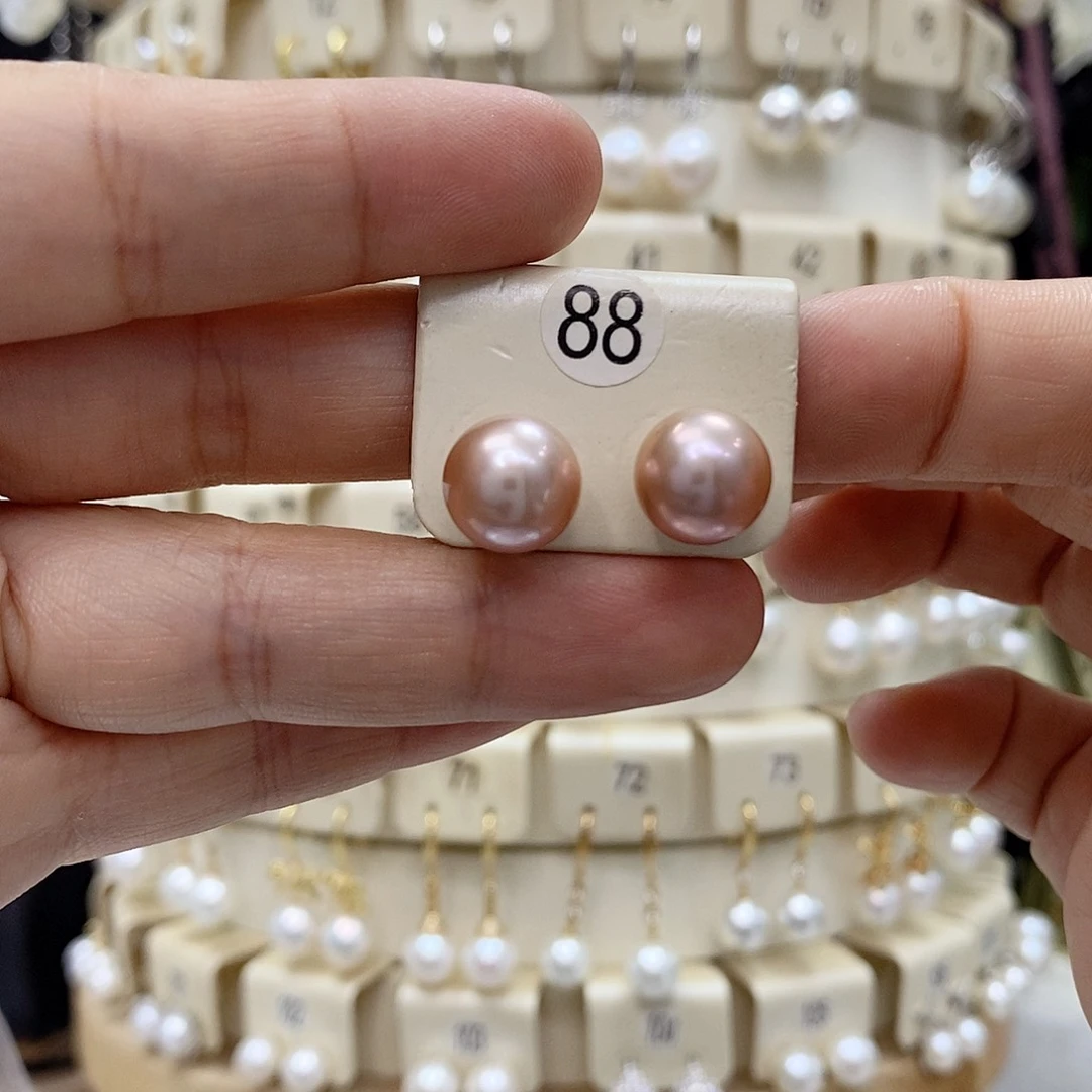 银S925镶嵌耳饰淡水珍珠