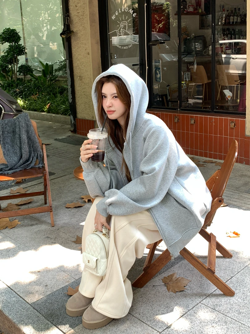 【hoodie】卫衣女2025新爆款时尚洋气连帽巨好看的宽松慵懒风秋外套