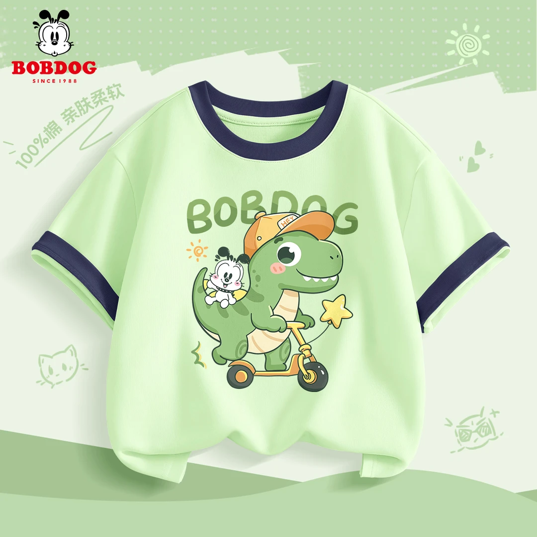 巴布豆卡乐男童薄款短袖T恤2025新款中大童夏装夏季男孩半袖上衣